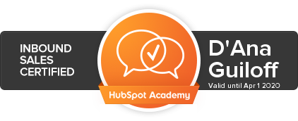 D'Ana is Inbound Sales Certified by HubSpot D'Ana is Inbound Sales Certified by HubSpot
