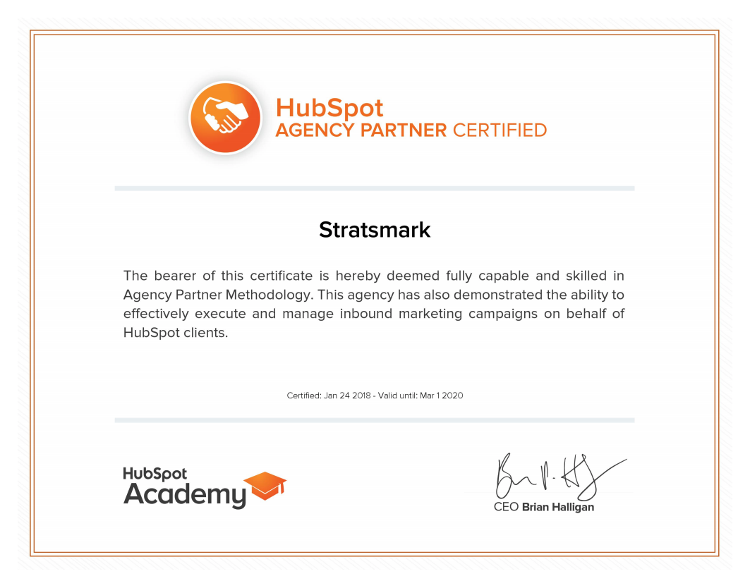 Stratsmark is a Certified Partner Agency through HubSpot Stratsmark is a Certified Partner Agency through HubSpot